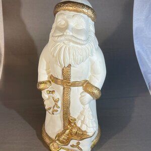 Large 12" Santa Claus Father Christmas Figure ~ Ivory & Gold Christmas (444)